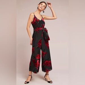 Black and red floral jumpsuit